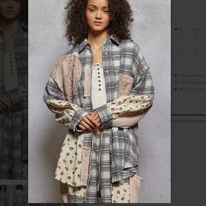 POL Multicolor Patchwork Button-Down Shirt